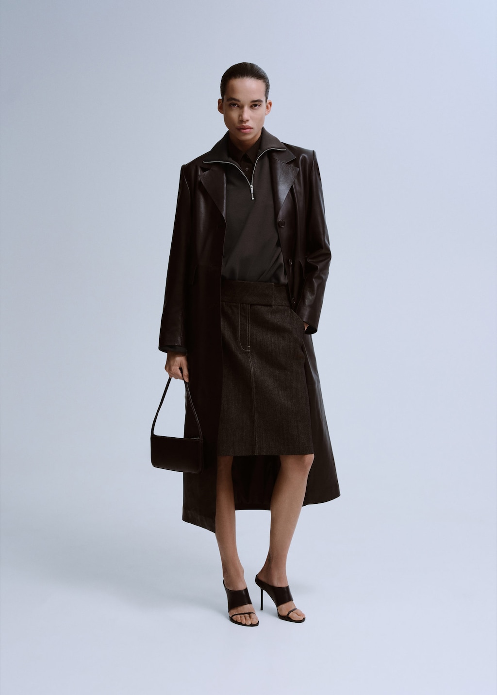 Mango High Neck Balloon Sweatshirt Chocolate In Brown