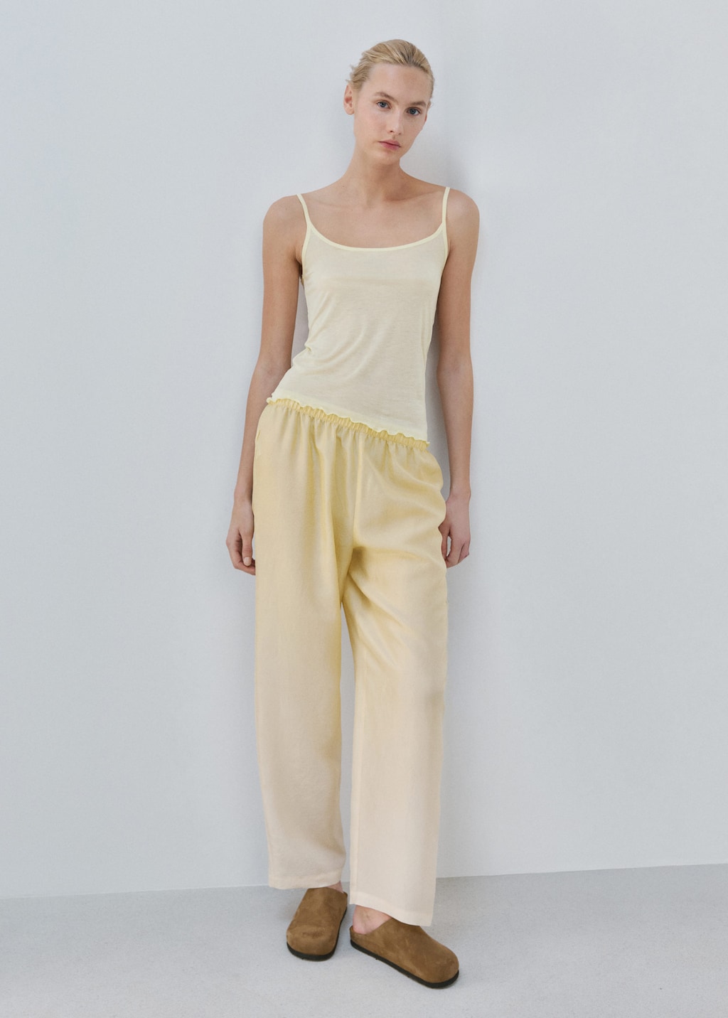 Mango T-shirt Micromodal Bretelles Jaune Pastel - Femme - L -  In Yellow