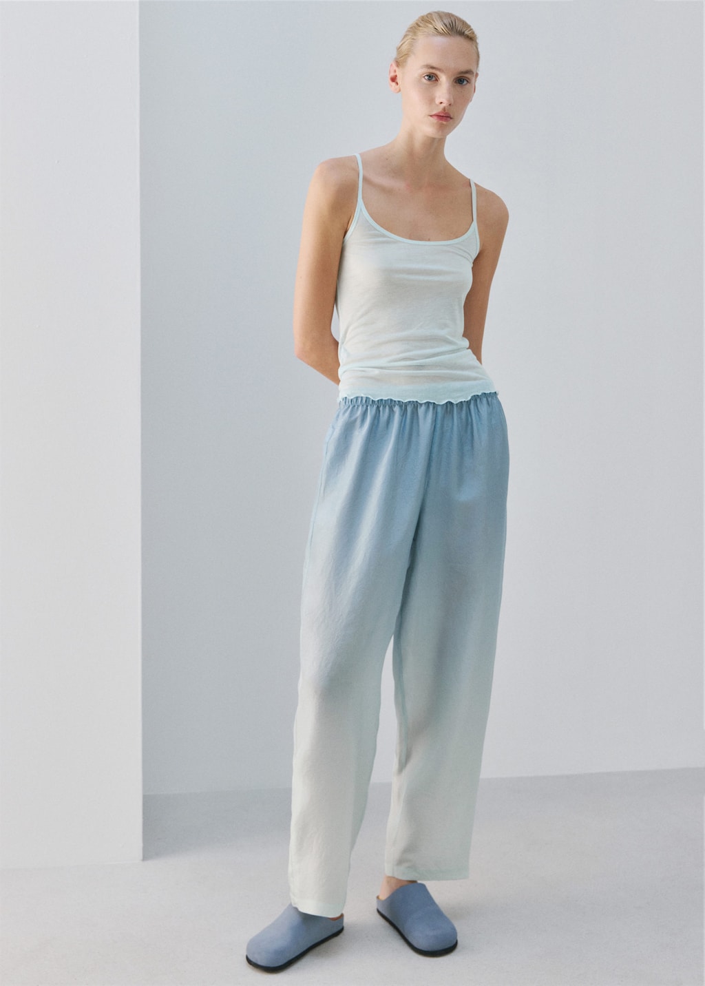 Mango T-shirt Micromodal Bretelles Bleu - Femme - L -  In Multi