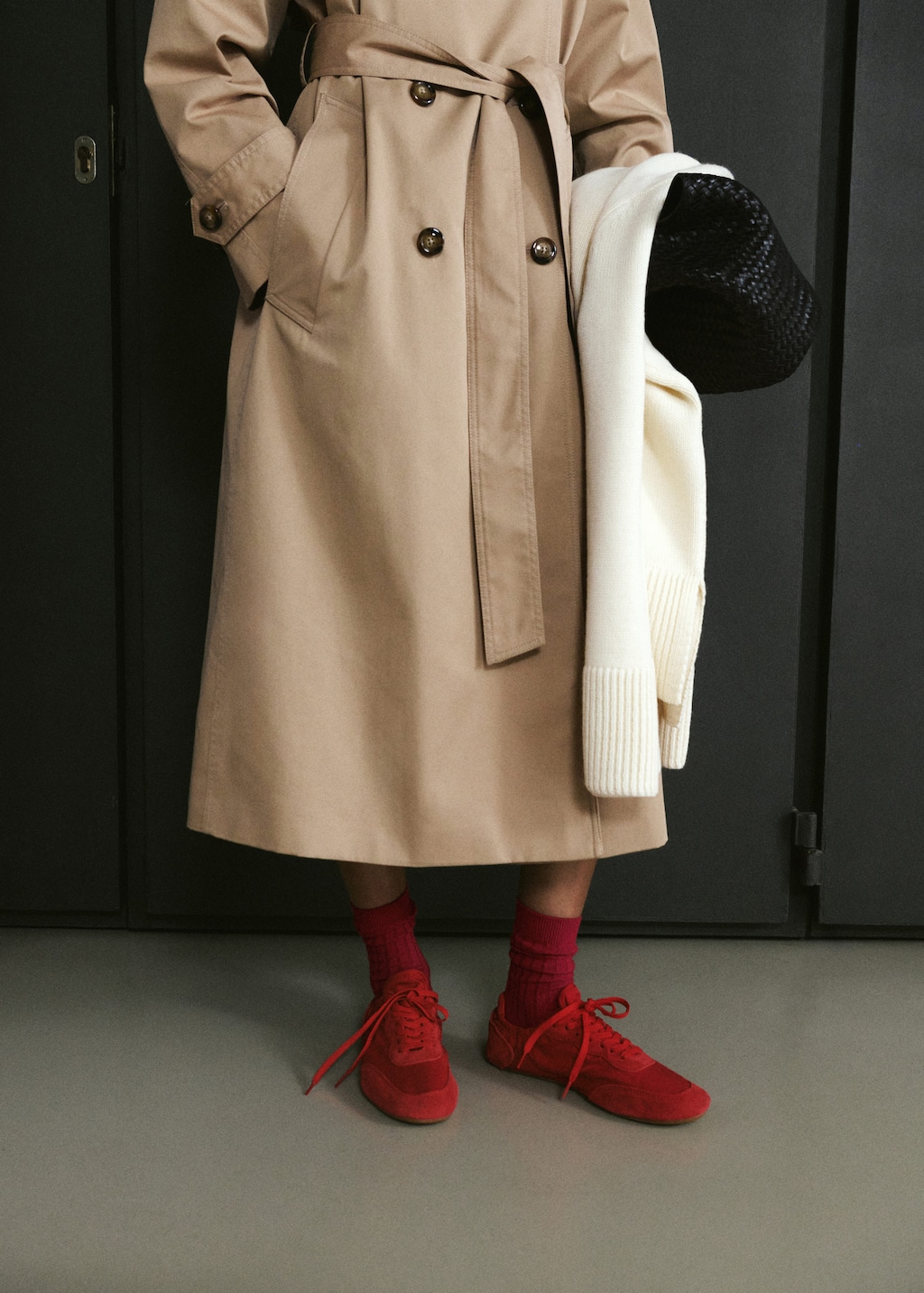 Mango Lace-up Leather Sneakers Red