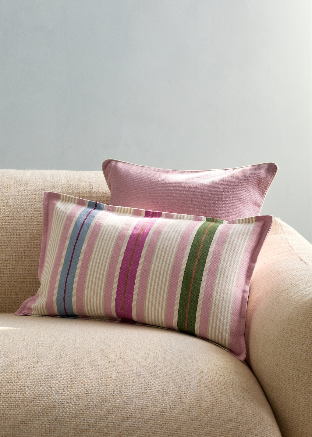 Mango Multi-stripe Cushion Cover With Piping 30x5 Cm Pink