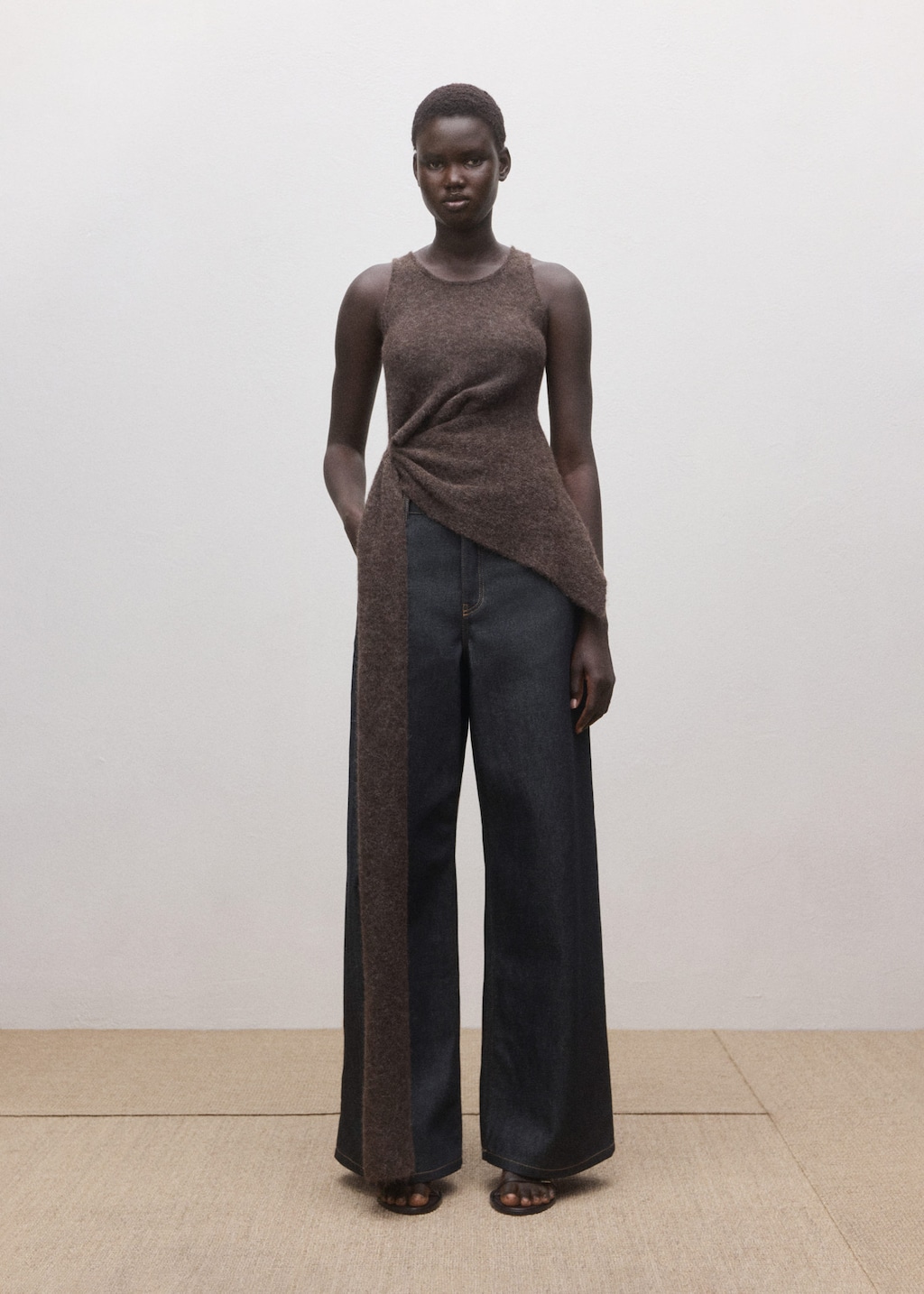 Mango Low-rise Wide Leg Jeans In Rinse Wash Open Blue In Gray