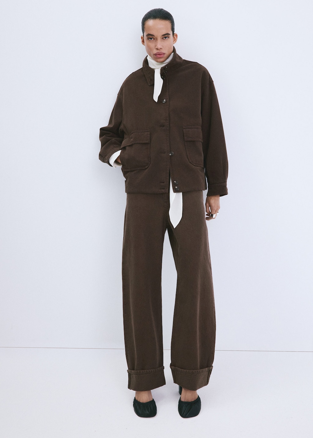 Mango Balloon Jeans With Rolled-up Hem Chocolate In Multi