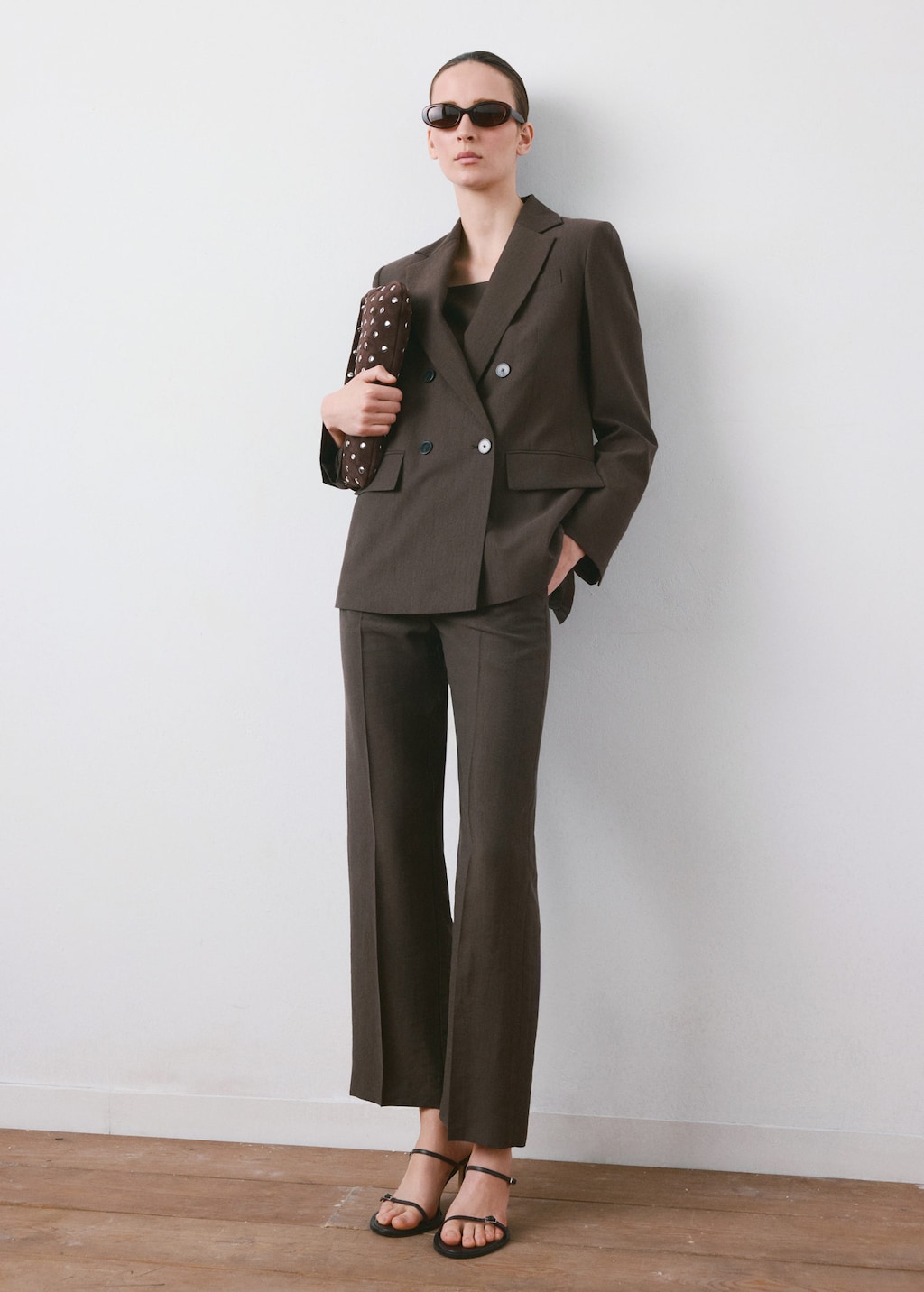 Mango Straight-fit Lyocell Suit Jacket Chocolate In Brown