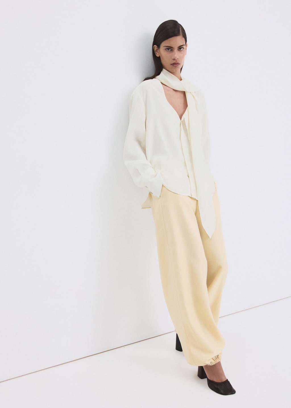 Mango Blouse Foulard Col Écru - Femme - M -  In White