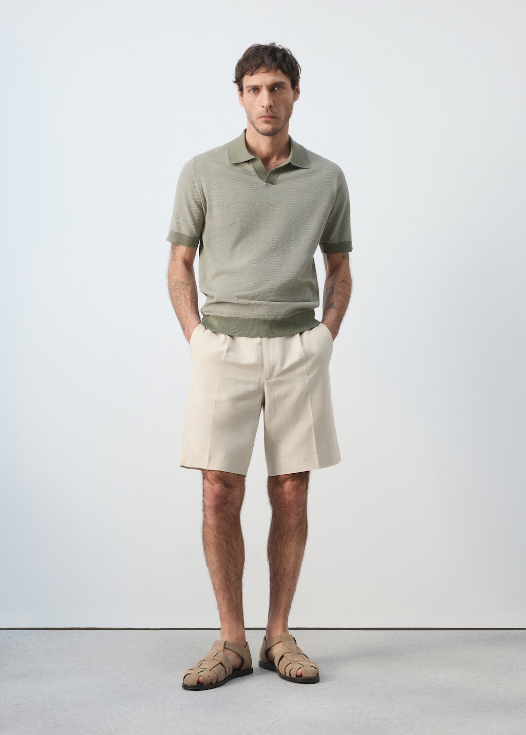Mango Polo 100 % Coton Maille Combinée Vert Forêt - Homme - L -  Man In Green