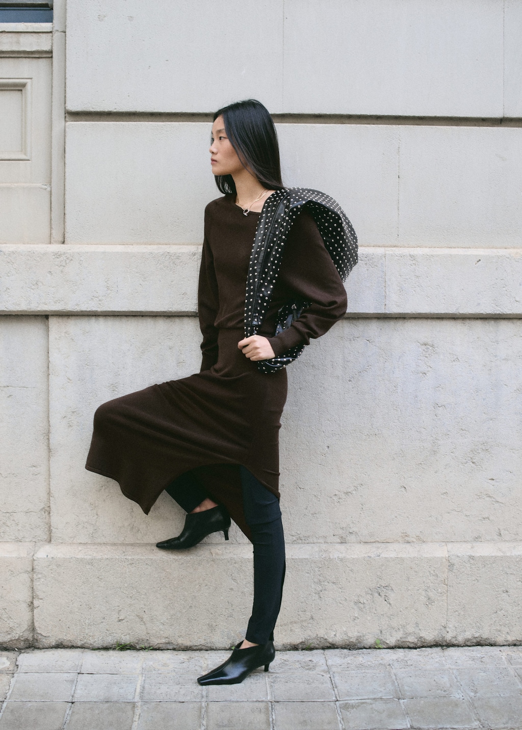 Mango Bottines Cuir Talon Kitten Heel Noir - Femme - 39 -  In Black