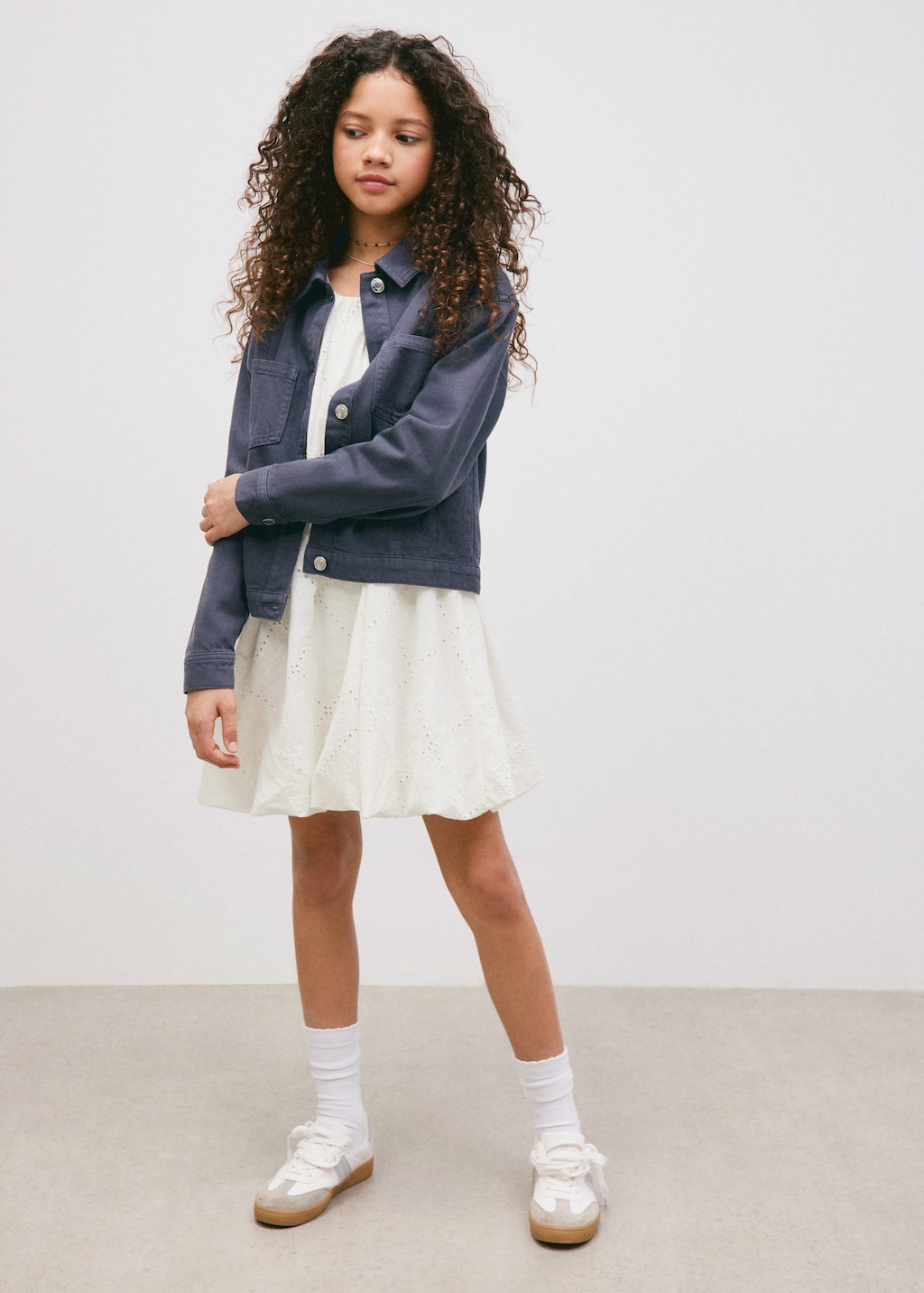 Mango Blouson Jean Détails Brodés Bleu Marine - Enfants - 11 - Kids In Blue