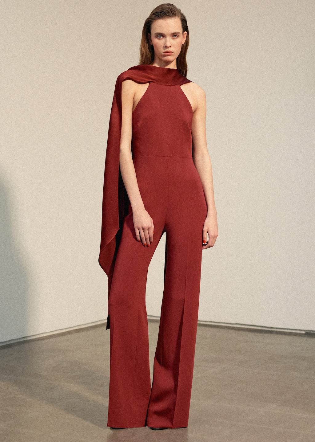 Mango Combined Halter-neck Jumpsuit In Red