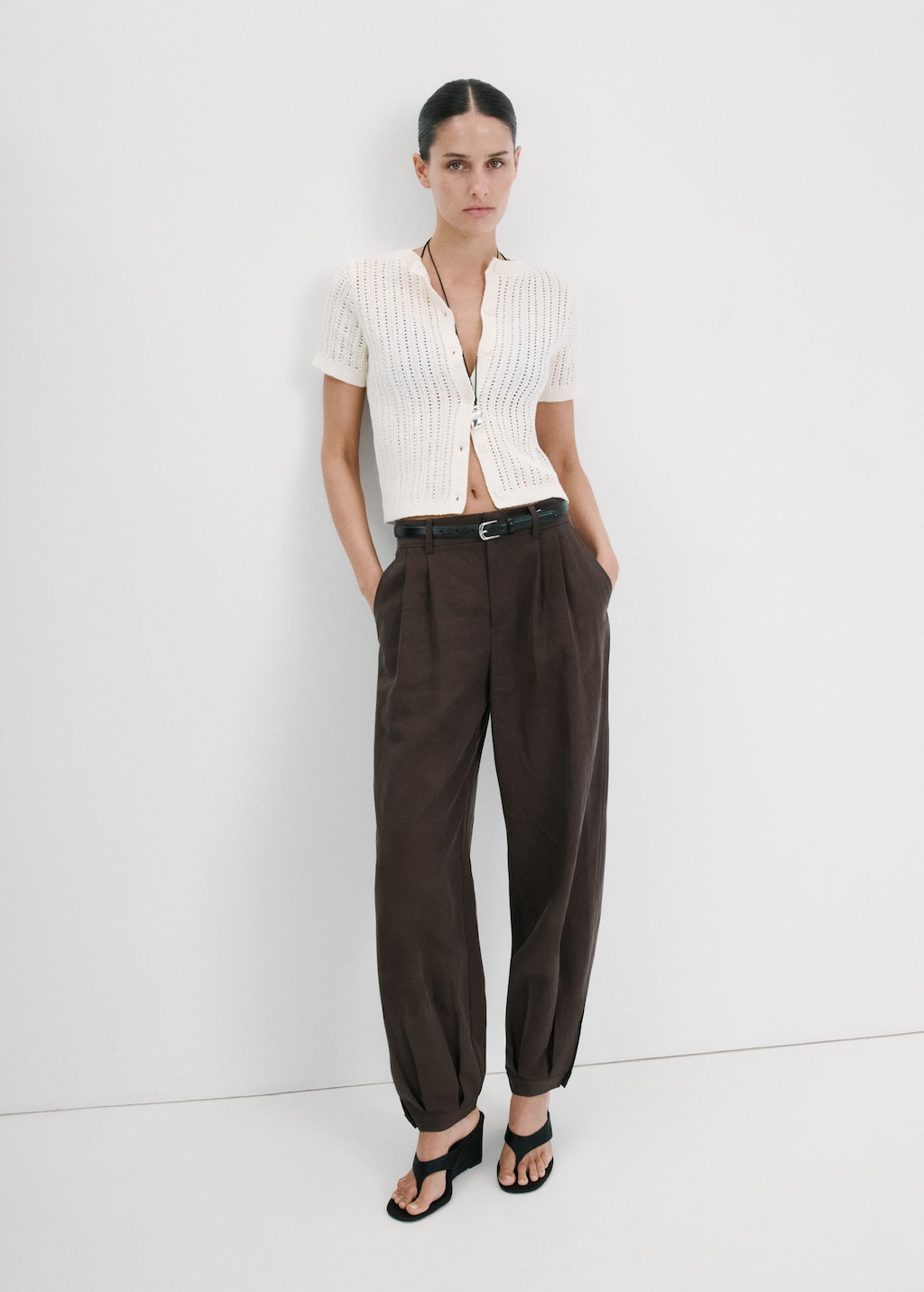 Mango Cardigan Maille Ajourée Écru - Femme - Xl -  In White