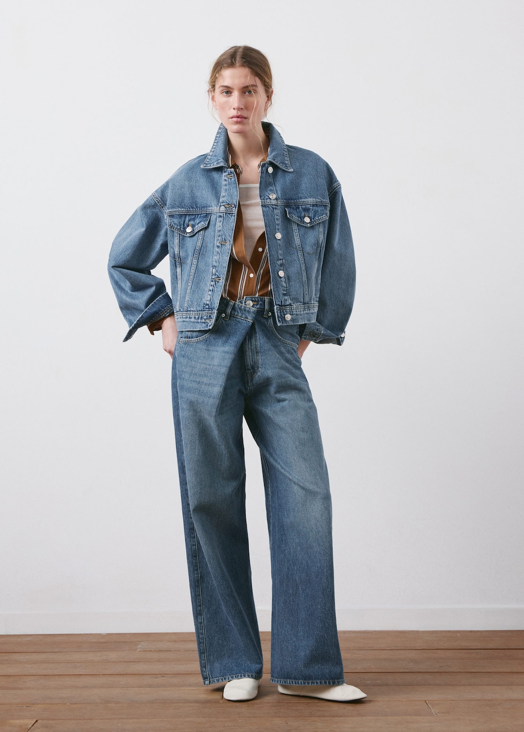 Mango Veste Jean Poches Bleu Moyen - Femme - Xl -  In Blue