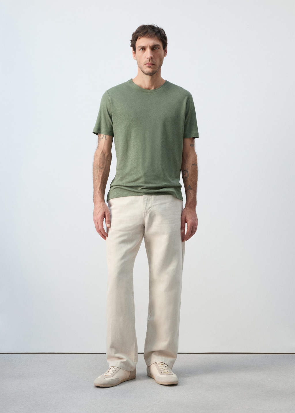 Mango T-shirt Lin Slim-fit Vert Forêt - Homme - Xxl -  Man In Green