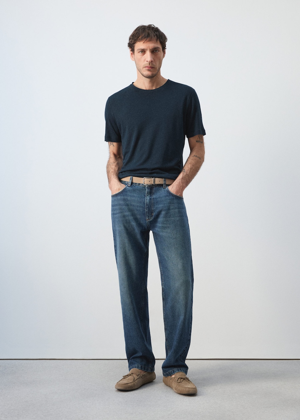 Mango T-shirt Lin Slim-fit Bleu Marine - Homme - Xxl -  Man In Blue