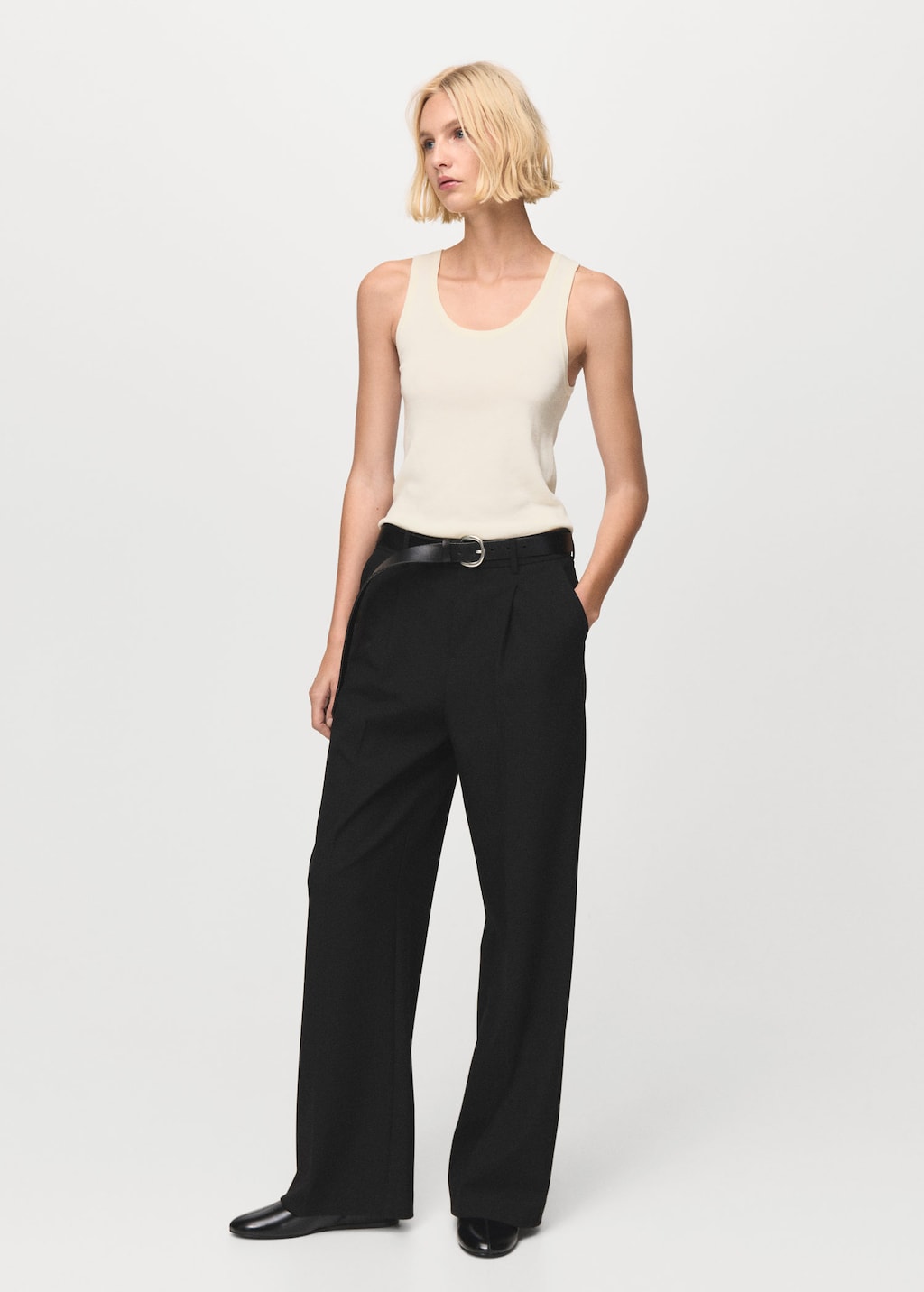 Mango Wool-blend Knitted Top Ecru In White