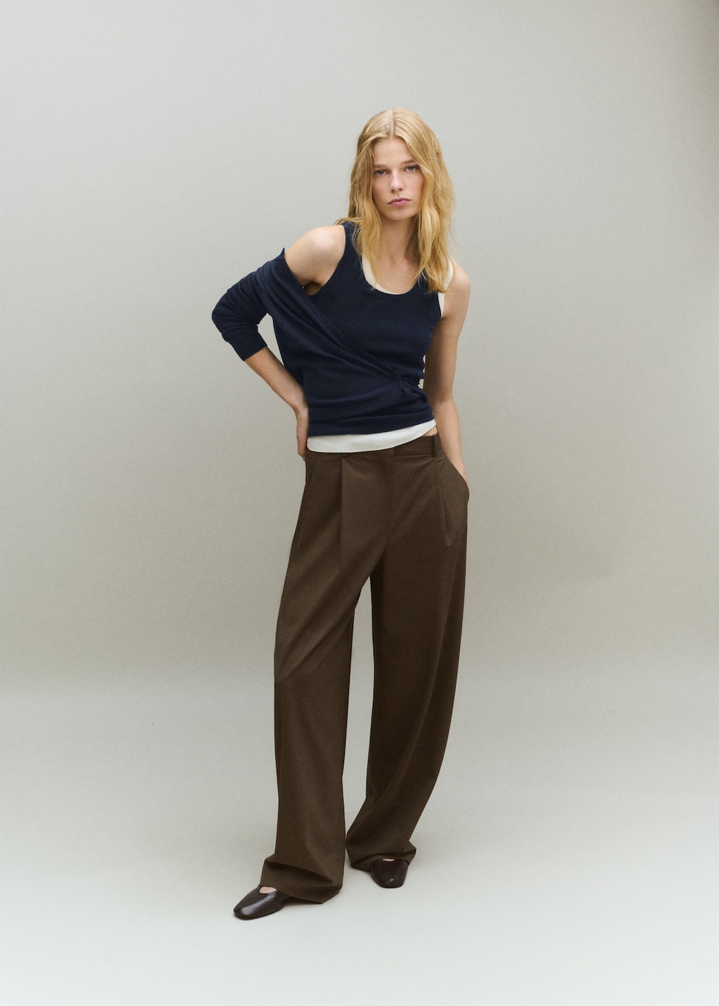 Mango Wool-blend Knitted Top Dark Navy In Blue