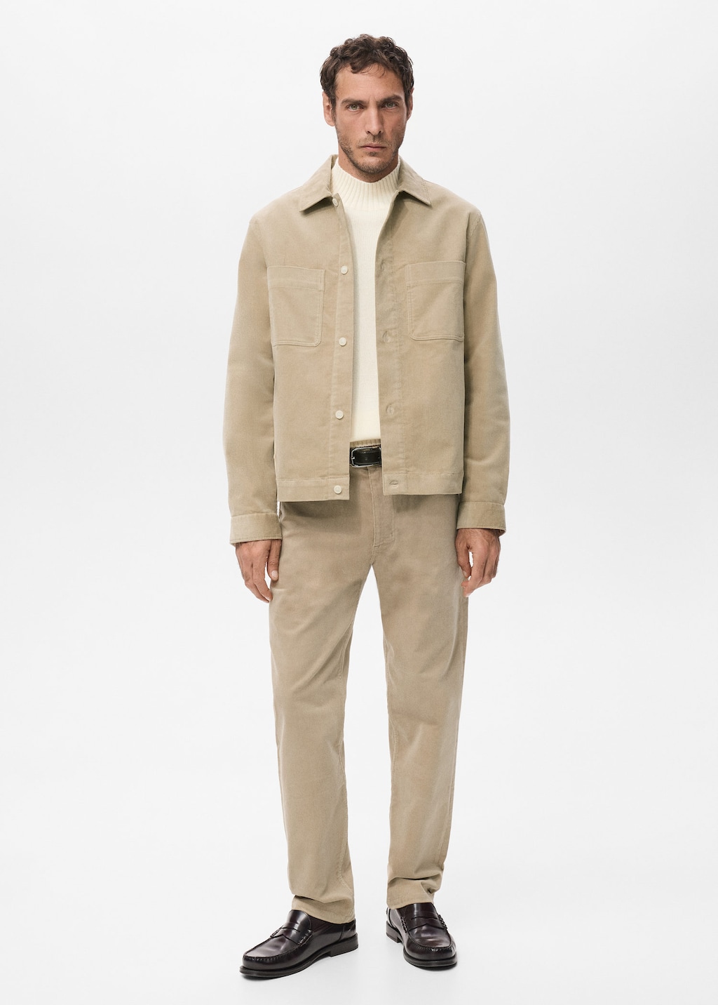 Mango Man Corduroy Overshirt With Pockets In Brown