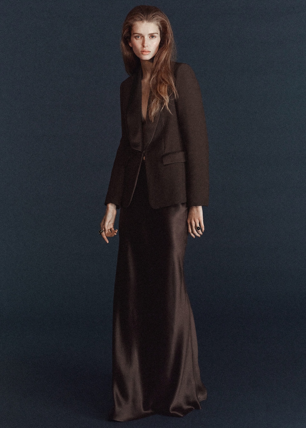 Mango Satin Maxi-skirt Brown