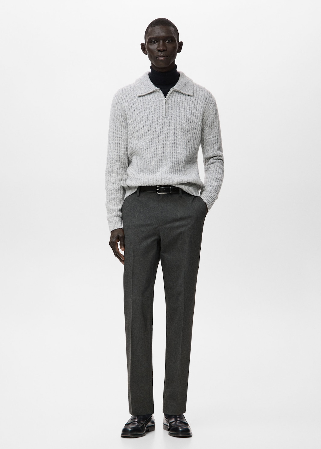 Mango Man Pantalon Stanford Gris Chiné Foncé - Homme - 48 -