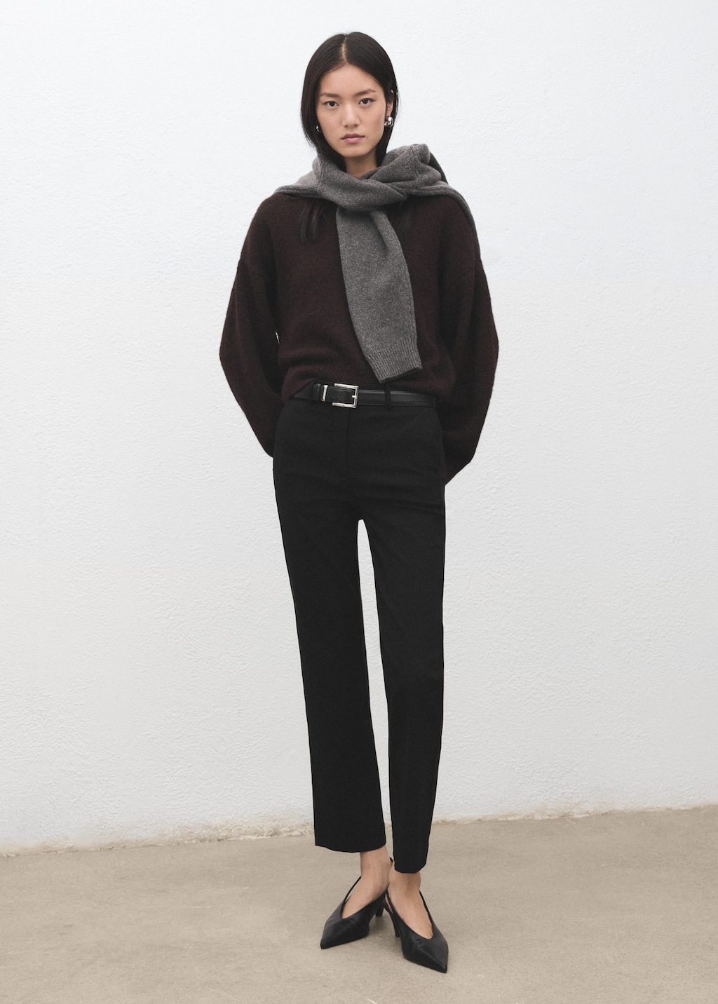 Mango Straight-cut Crop Pants In Animal Print