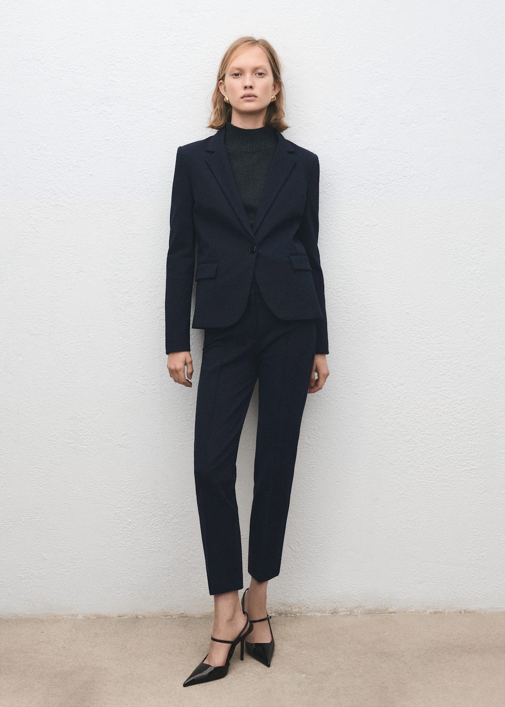 Mango Fitted Suit Blazer In Blue