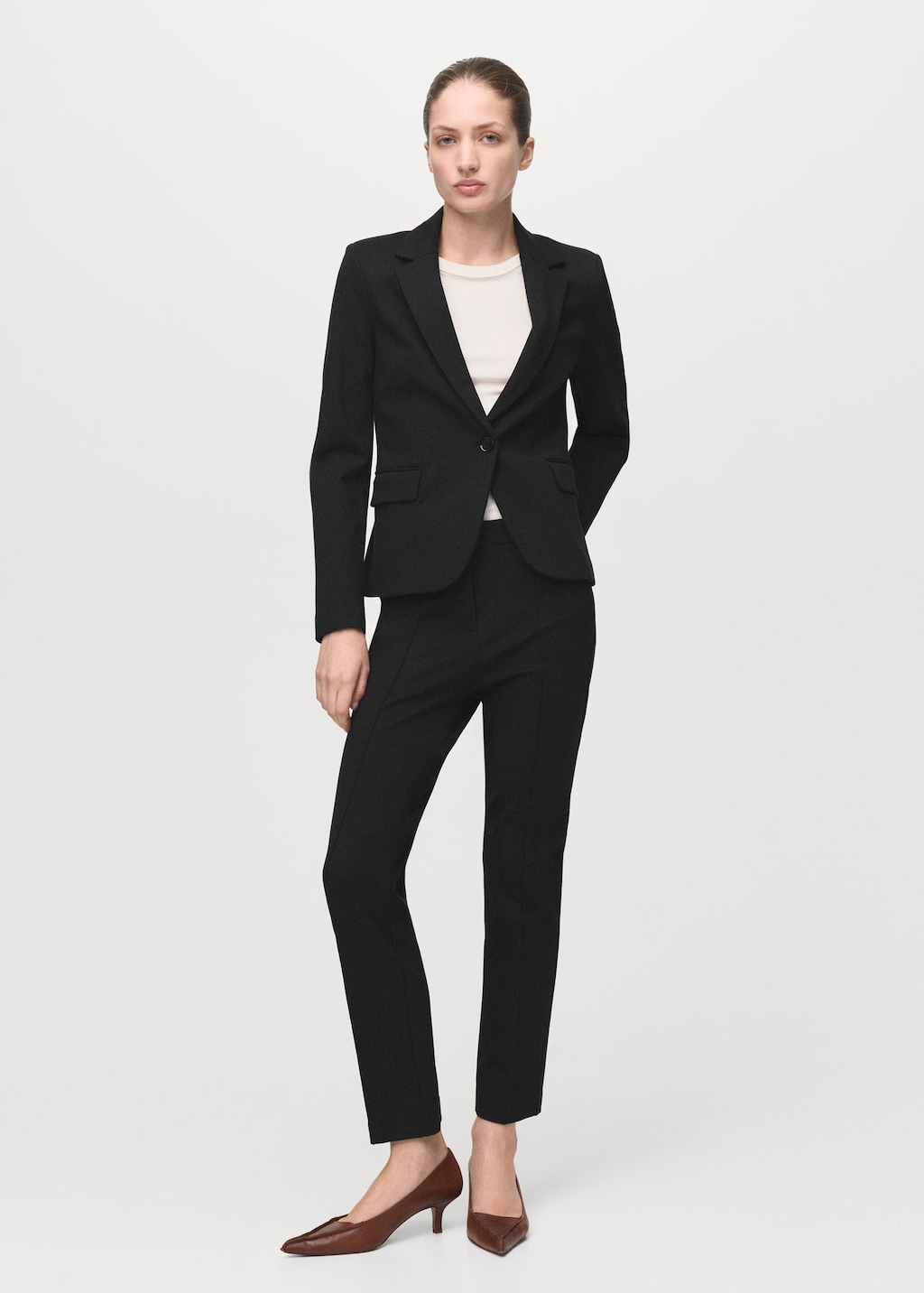 Mango Fitted Suit Blazer In Black