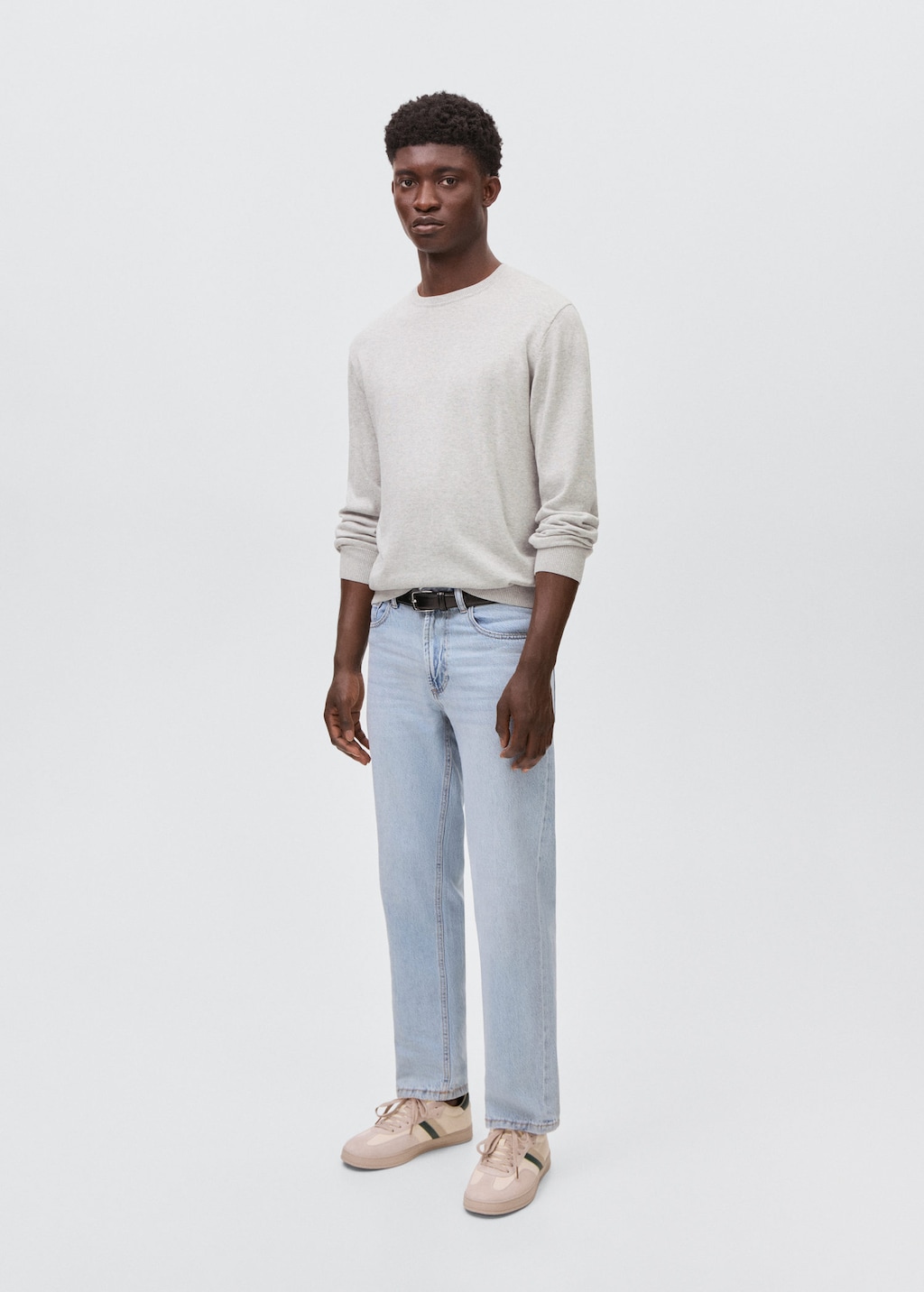 Mango Teen Knitted Cotton Sweater In Gray