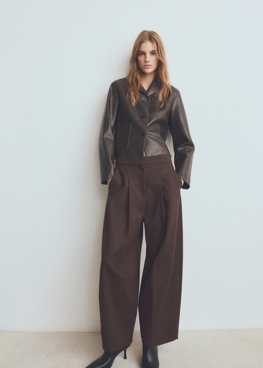 Mango Faux Leather Jacket With Pockets In Brown