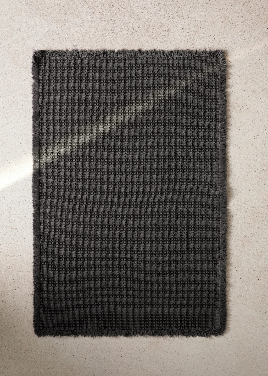 Mango Cotton Waffle Bath Rug Dark Grey In Black