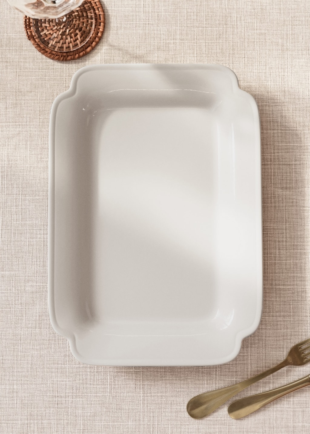 Mango Large Embossed Earthenware Dish White