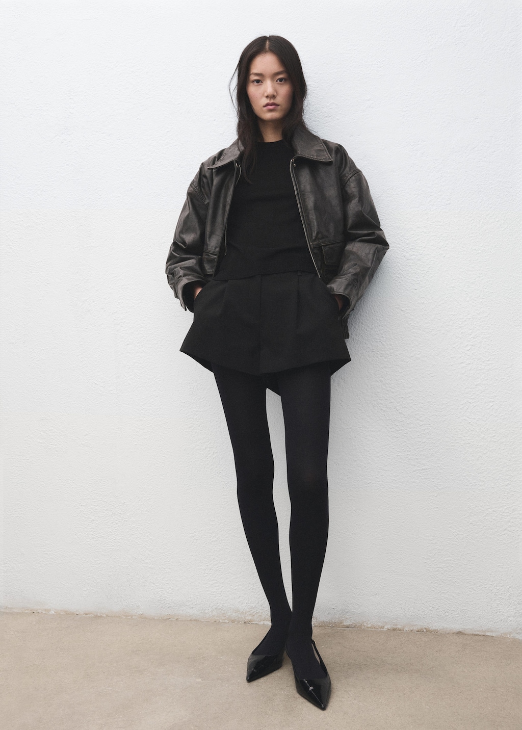 Mango Short-sleeved Fine-knit Sweater Black