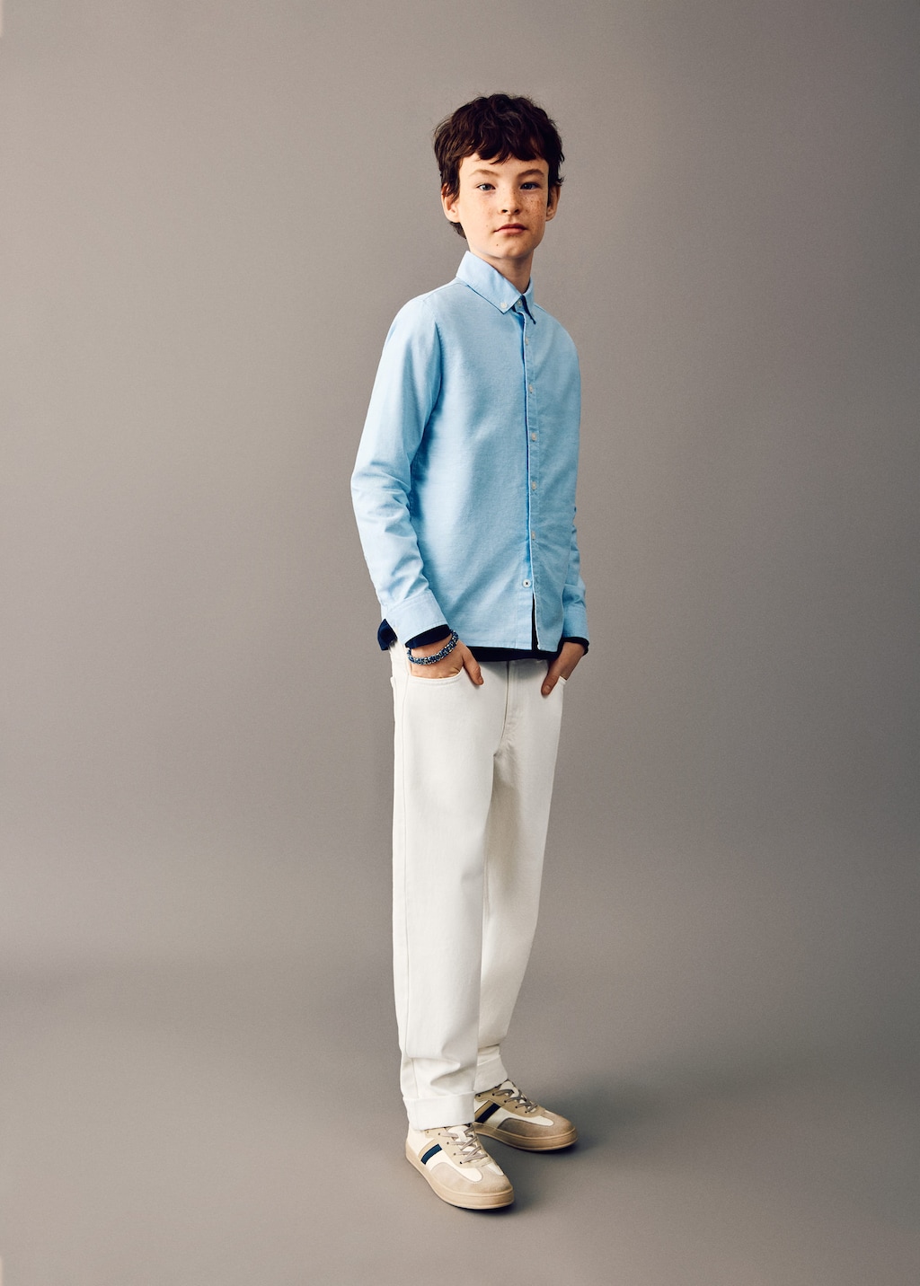 Mango Kids' Mid-rise Straight Jeans White