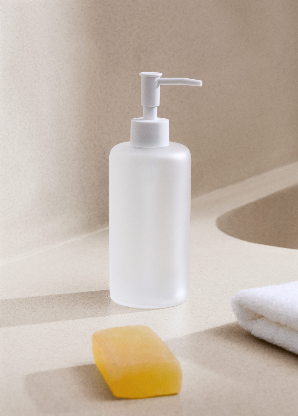 Mango Frosted Glass Soap Dispenser White