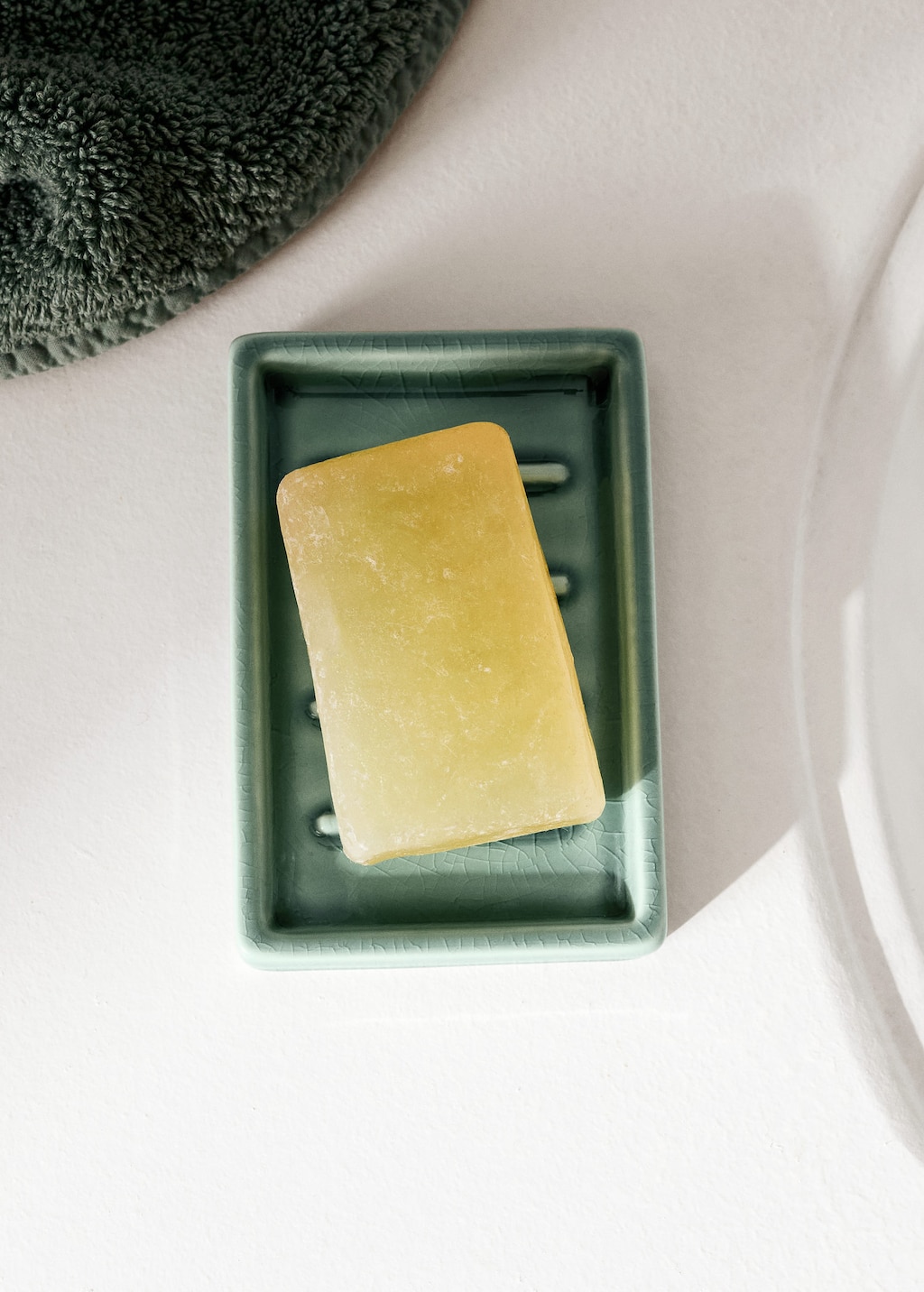 Mango Crackled Ceramic Soap Dish Aqua Green