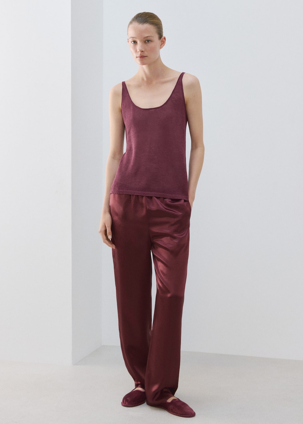 Mango Linen Knit Top Purple