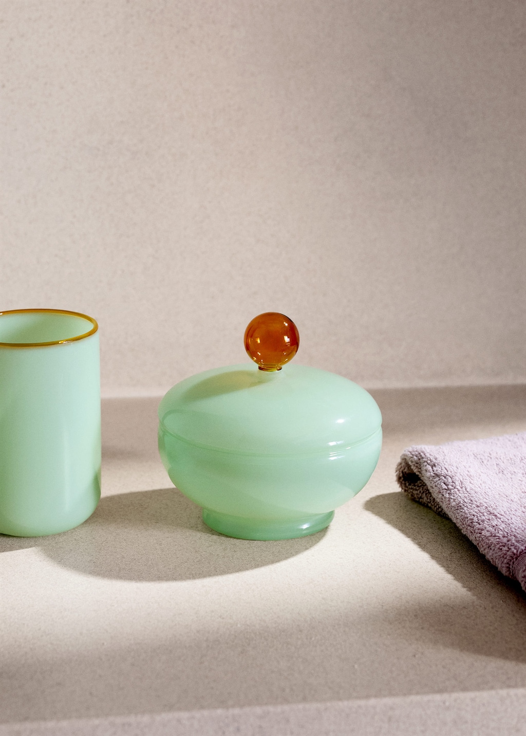 Mango Home Coloured Borosilicate Bathroom Jar Mint Green