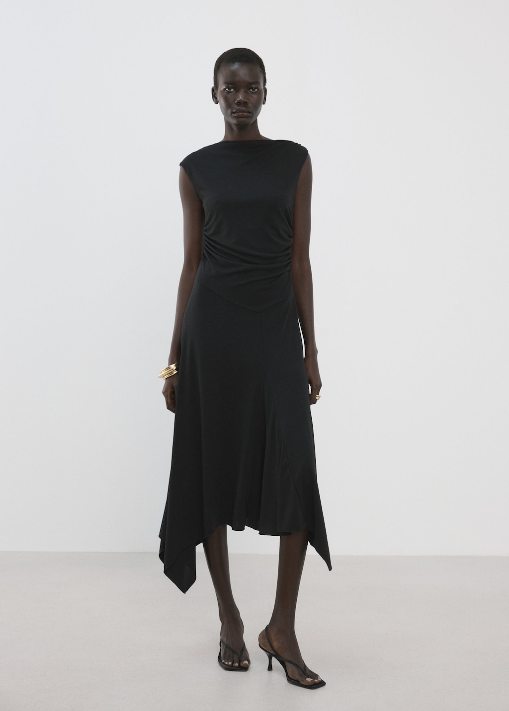 Mango Robe Asymétrique Évasée Noir - Femme - L -  In Black