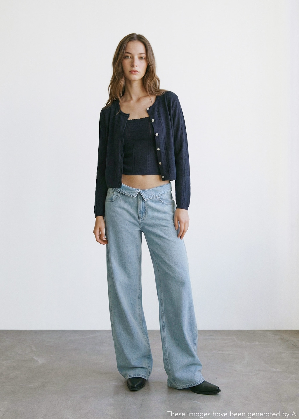 Mango Openwork Knit Cardigan Navy In Blue