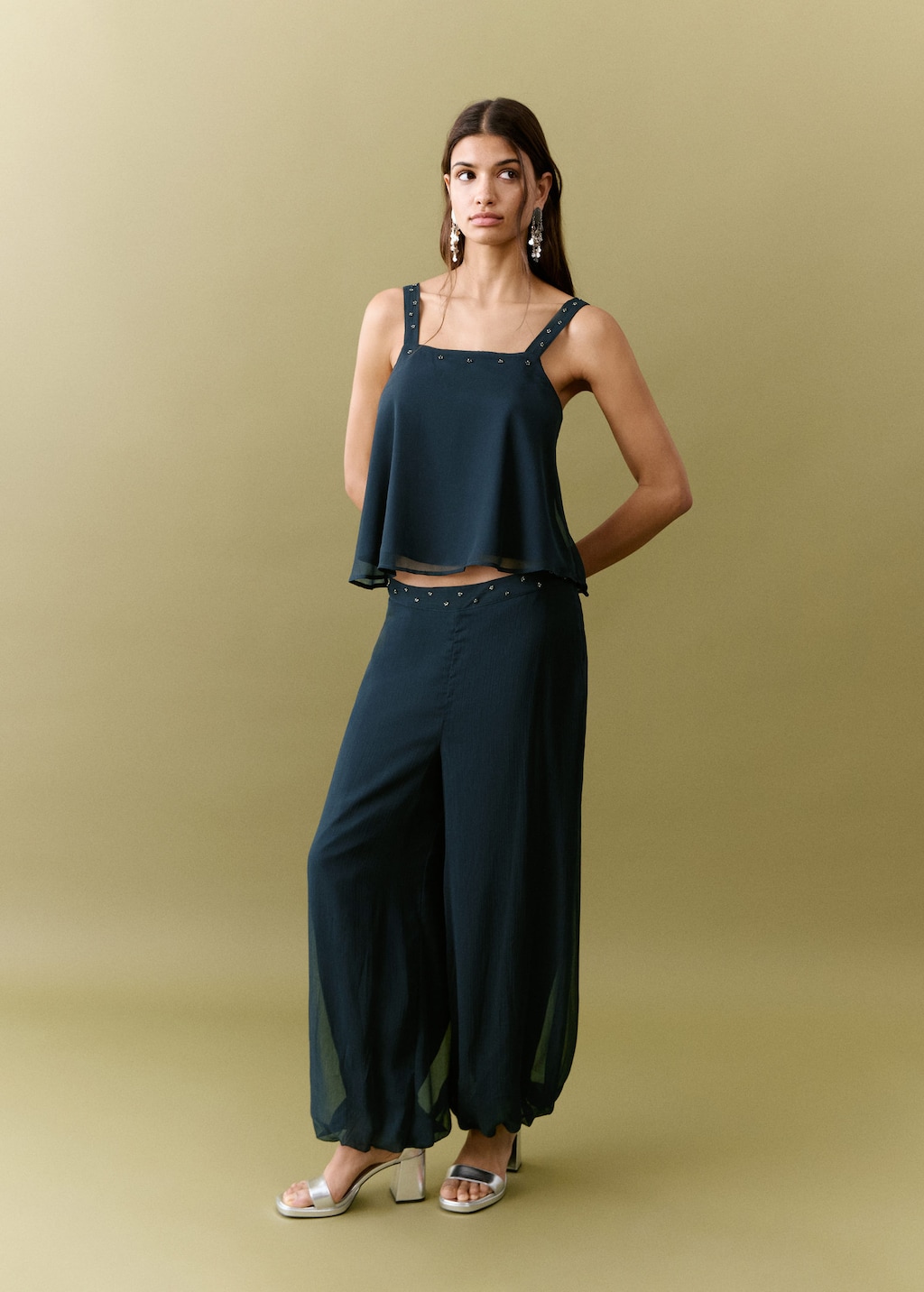Mango Top Fluide Volanté Bleu Marine - Fille - L -  Teen In Blue