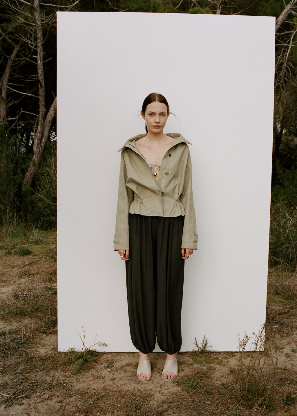 Mango Pantalon Bouffant Taille Mi-haute Kaki - Femme - Xl -  In Brown