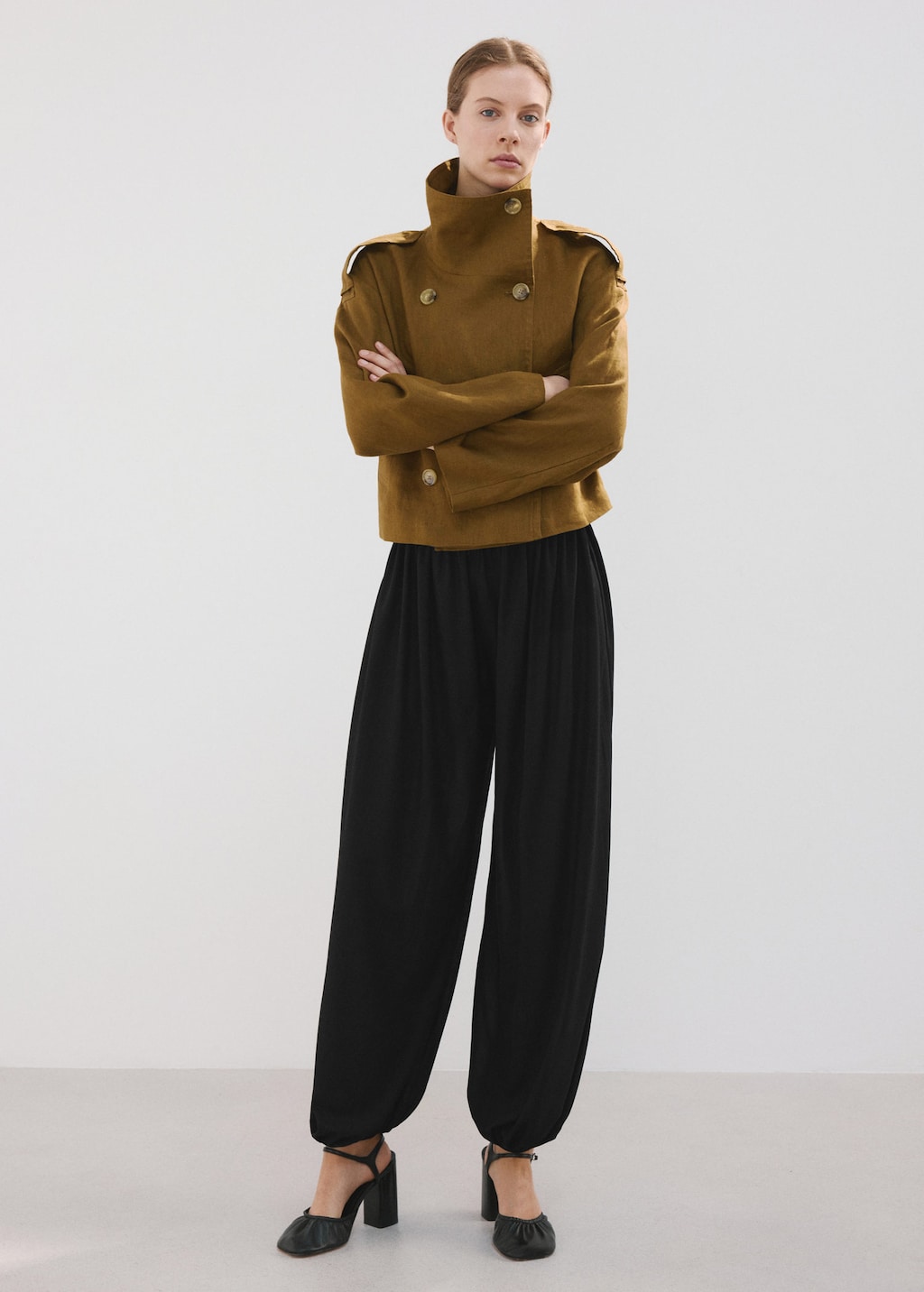 Mango Pantalon Bouffant Taille Mi-haute Noir - Femme - Xl -  In Gray