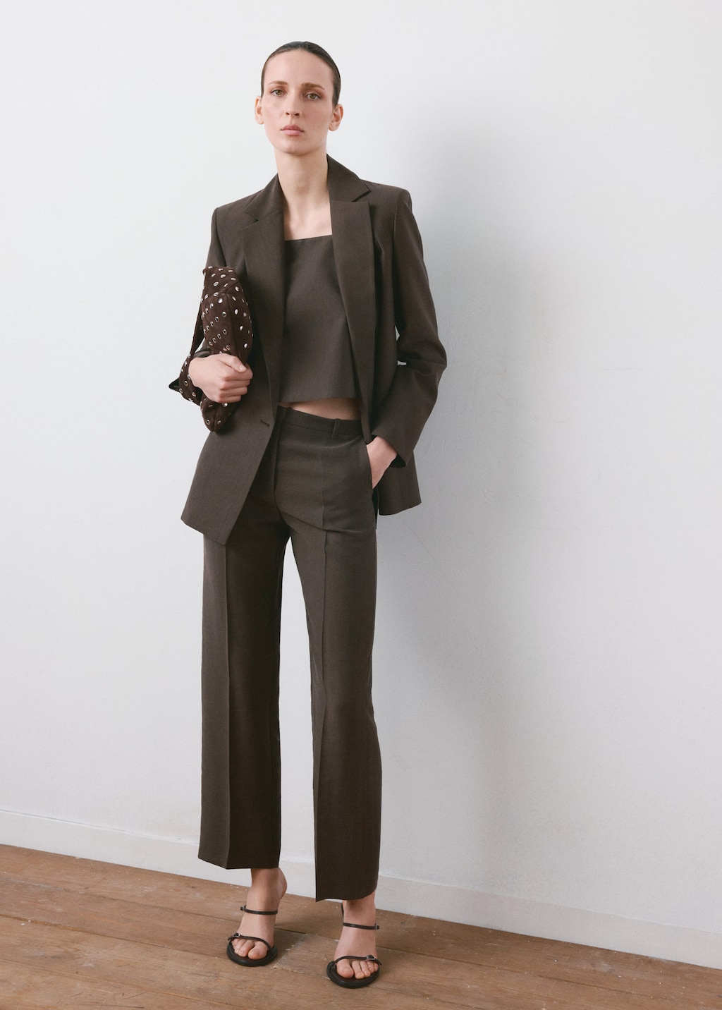 Mango Lyocell Suit Waistcoat Chocolate In Brown