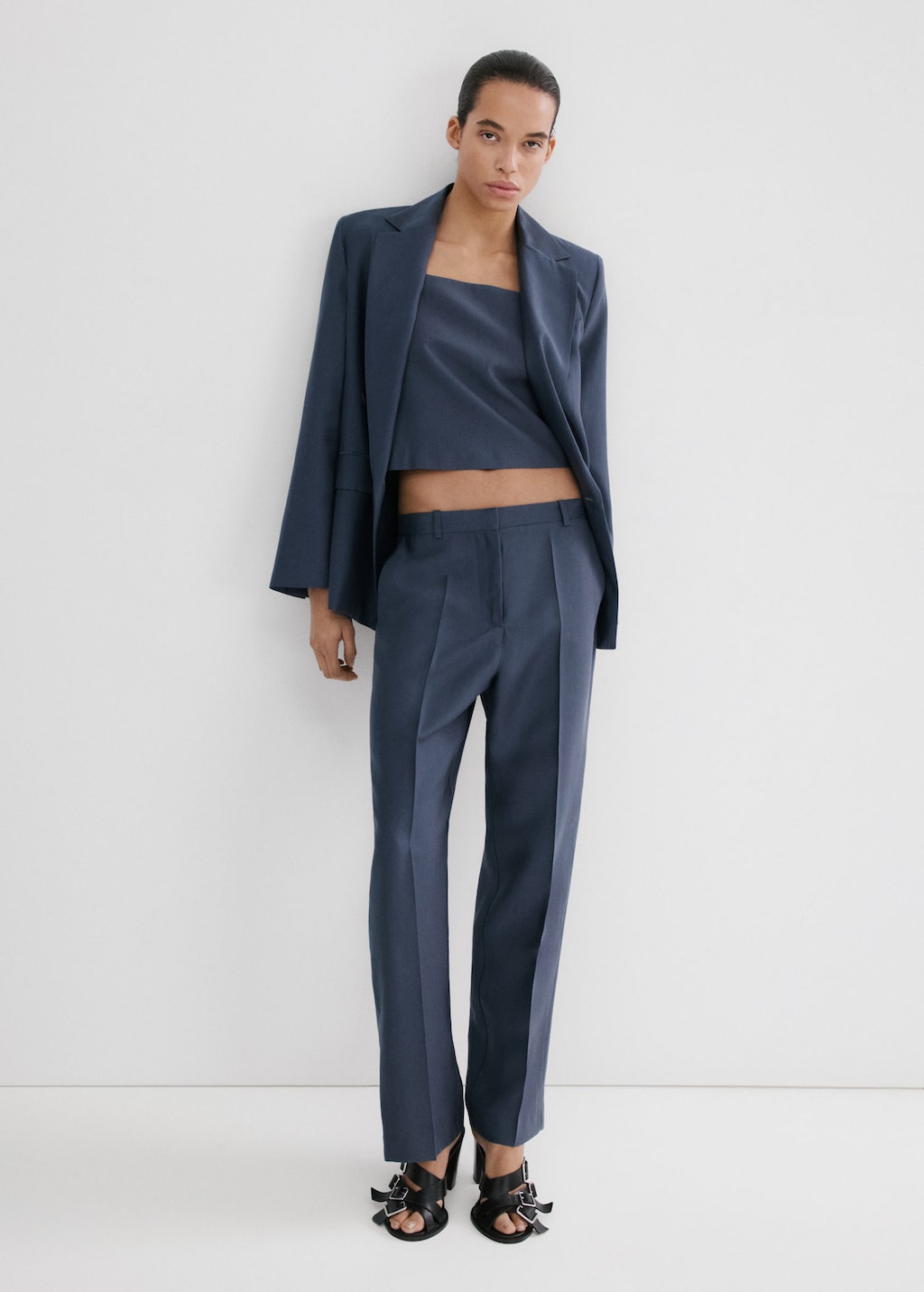 Mango Lyocell Suit Waistcoat Blue