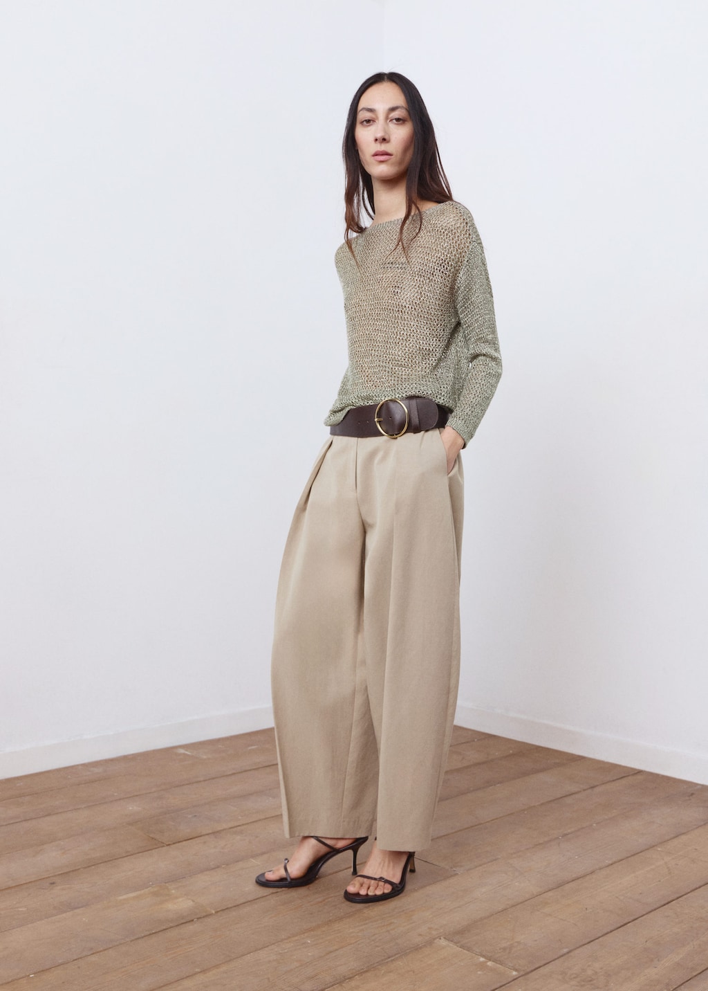 Mango Pull-over Maille Lurex Kaki - Femme - Xl -  In Brown