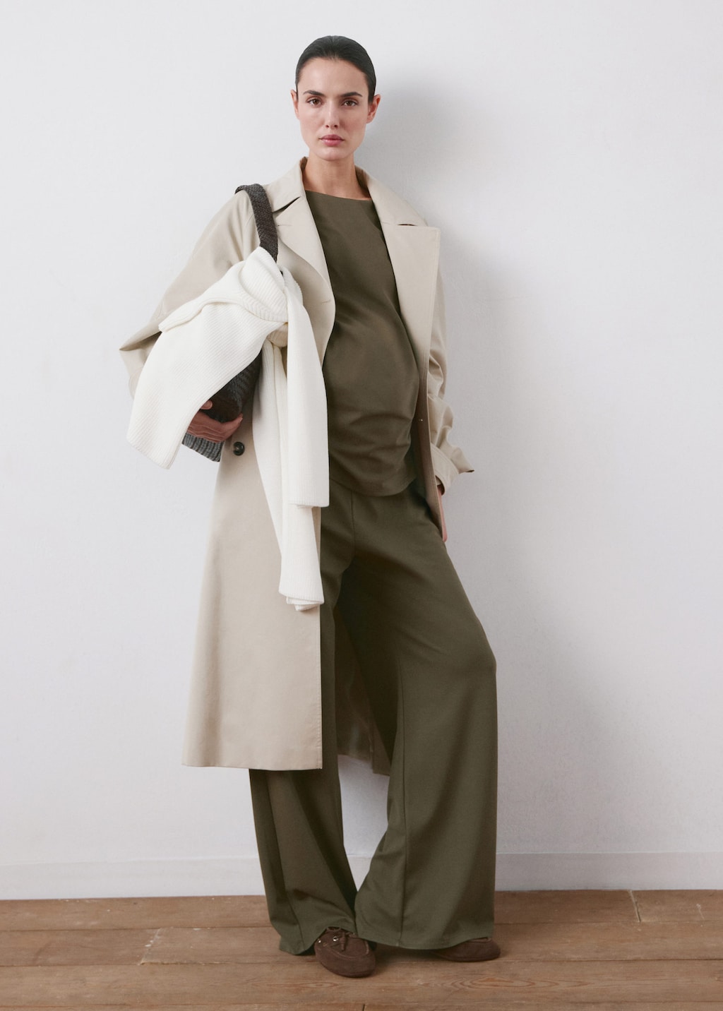 Mango Pantalon Droit De Grossesse Kaki - Femme - L -  In White