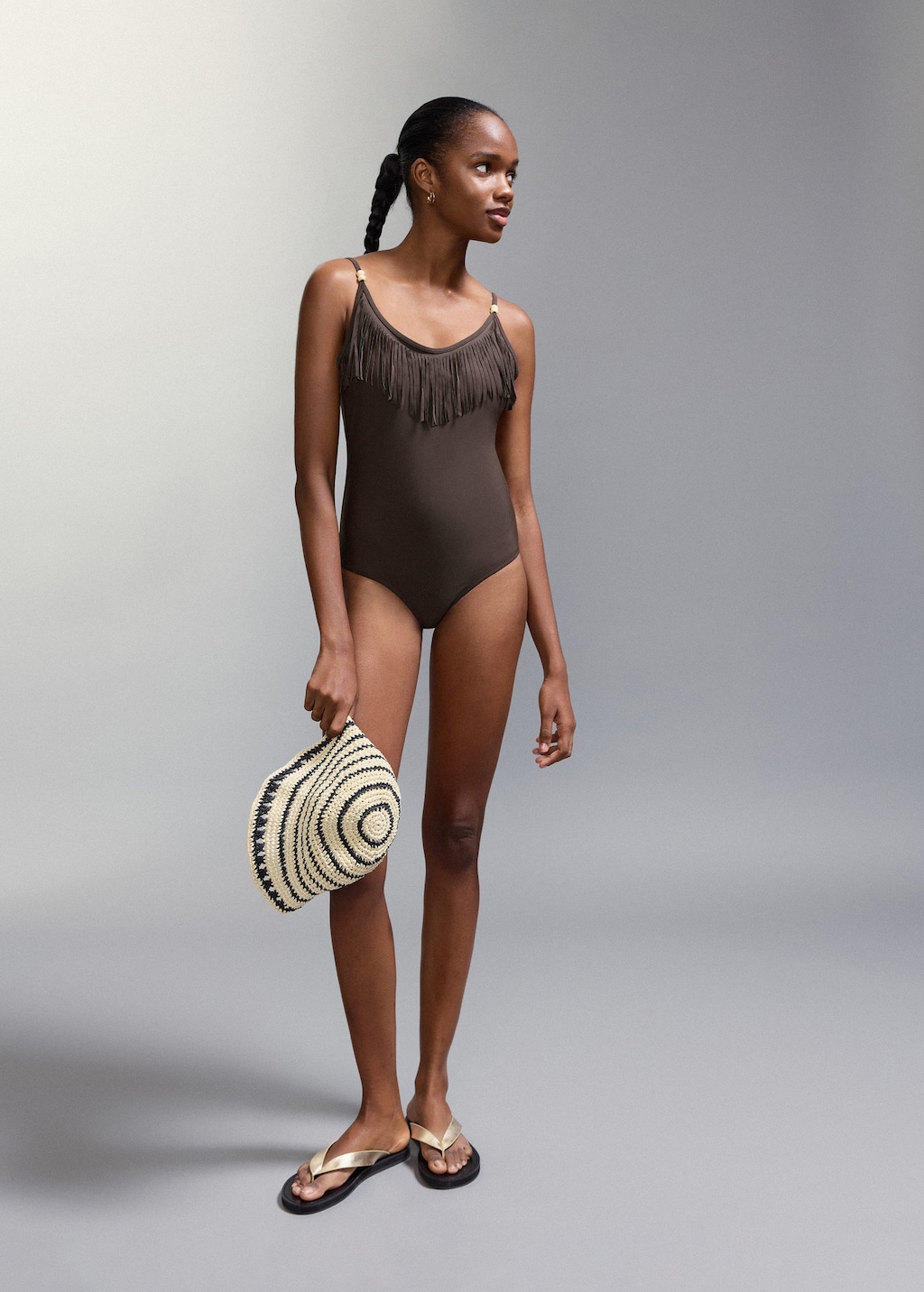 Mango Maillot De Bain À Franges Culotte Couvrance Moyenne Marron - Fille - L -  Teen In Brown