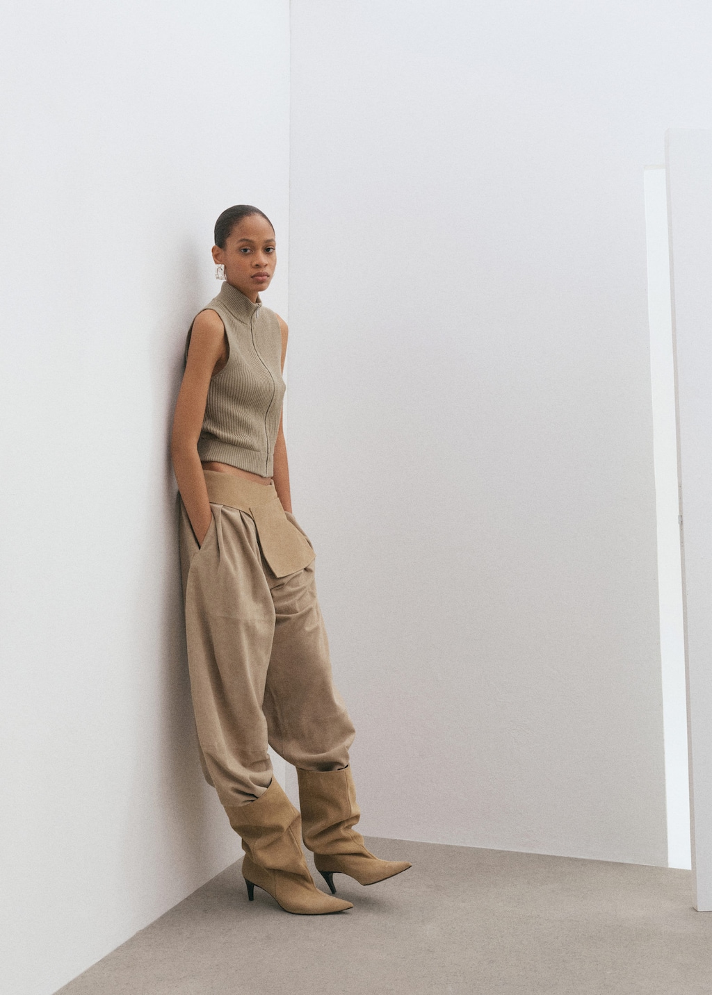 Mango Bottines Daim À Fronces Sable - Femme - 41 -  In Brown