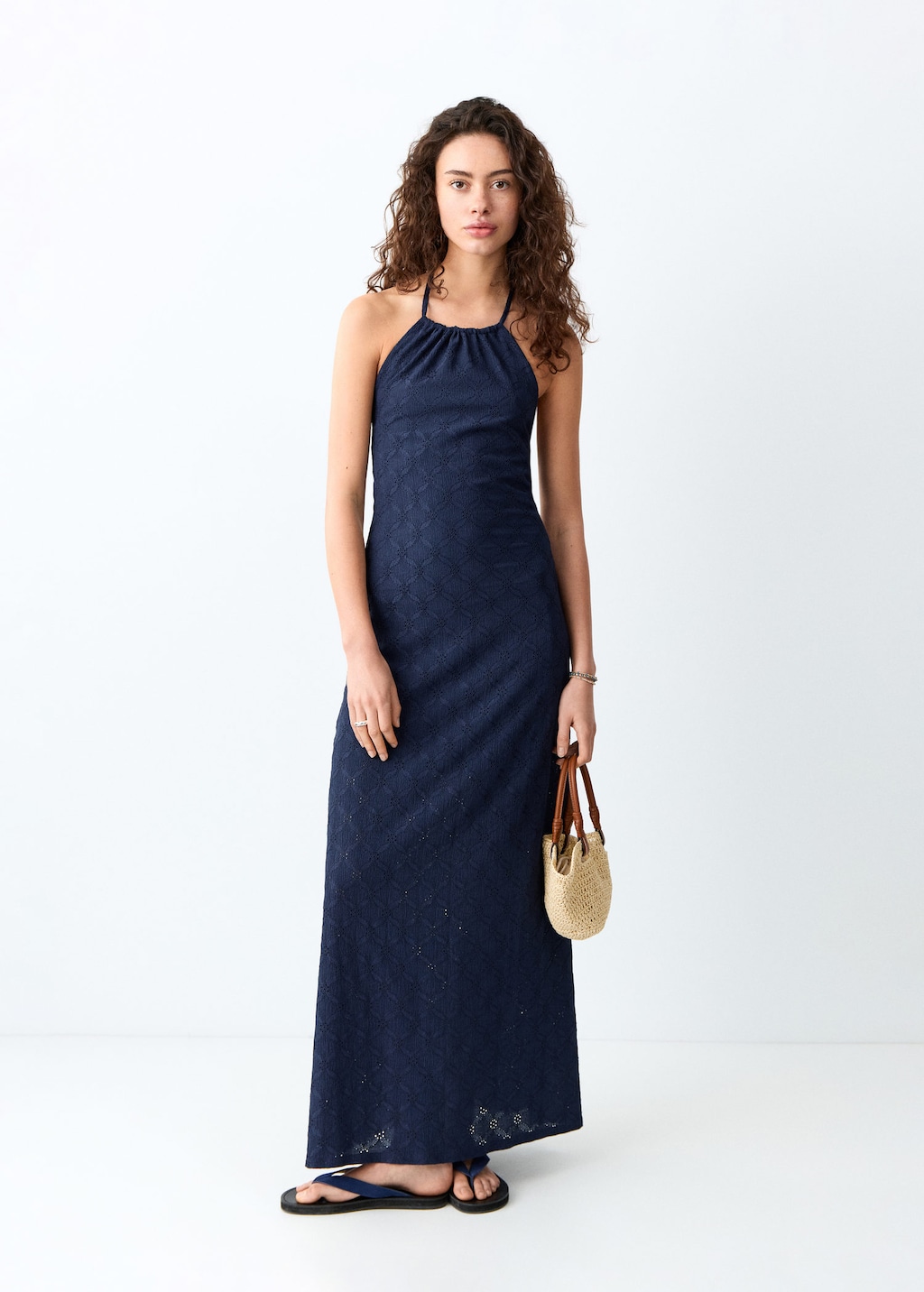 Mango Robe Brodée Emmanchures Américaines Bleu Marine - Fille - L -  Teen In Blue