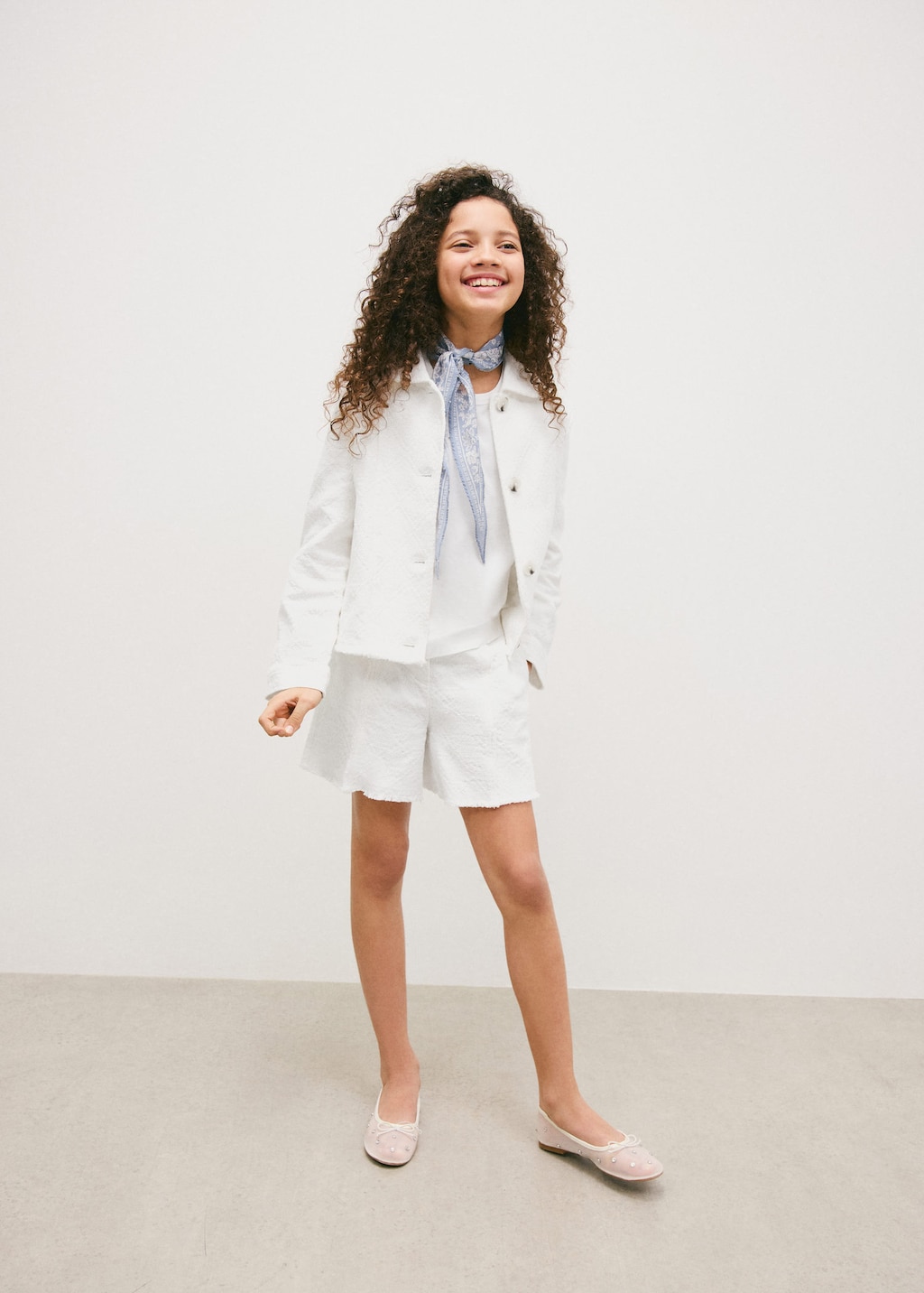 Mango Kids' Tweed Shorts In White