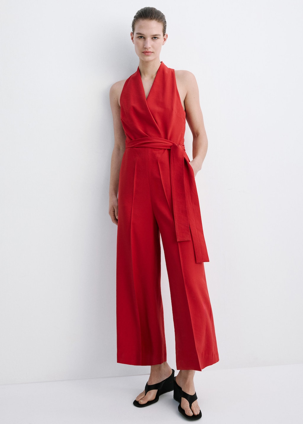 Mango Combinaison Avec Ceinture Rouge - Femme - Xl -  In Red