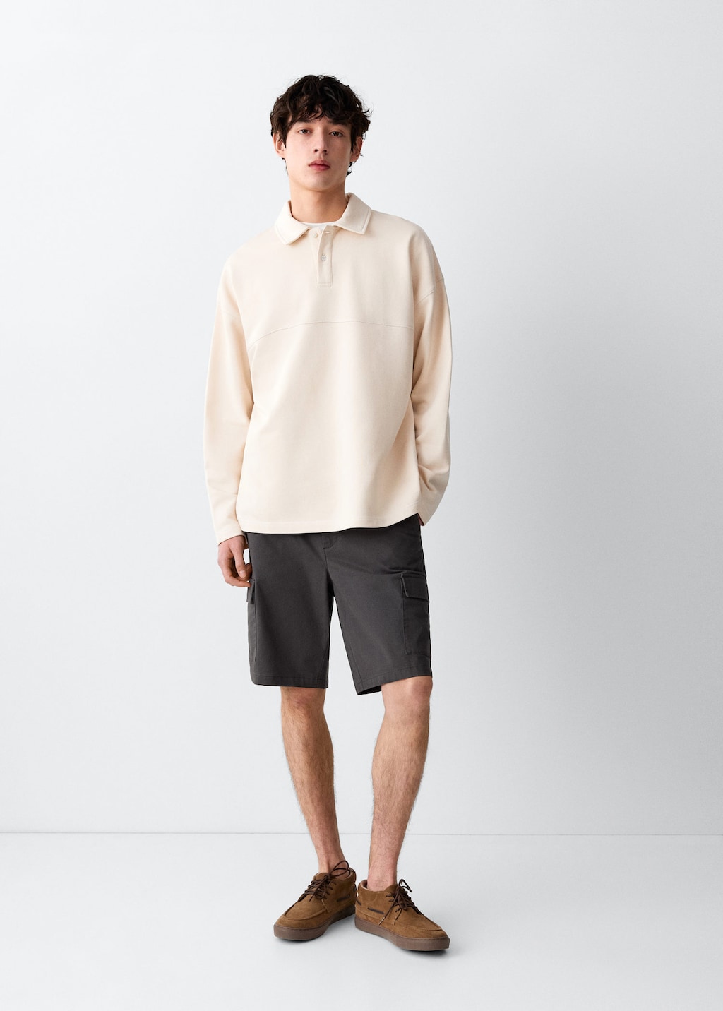 Mango Polo-neck Sweatshirt In Beige